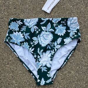 Jantzen Swim Bikini Bottoms High Waist Tummy Control Green Size 8 NWT